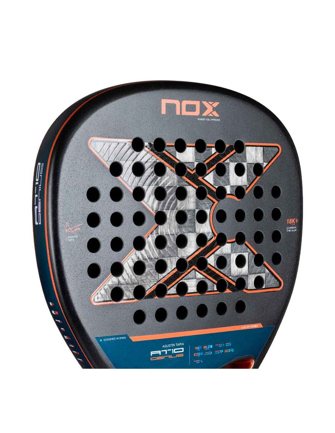 Nox AT10 Genius Attack 18K Alum padel racquet product photo angle 2 - East Coast Padel 